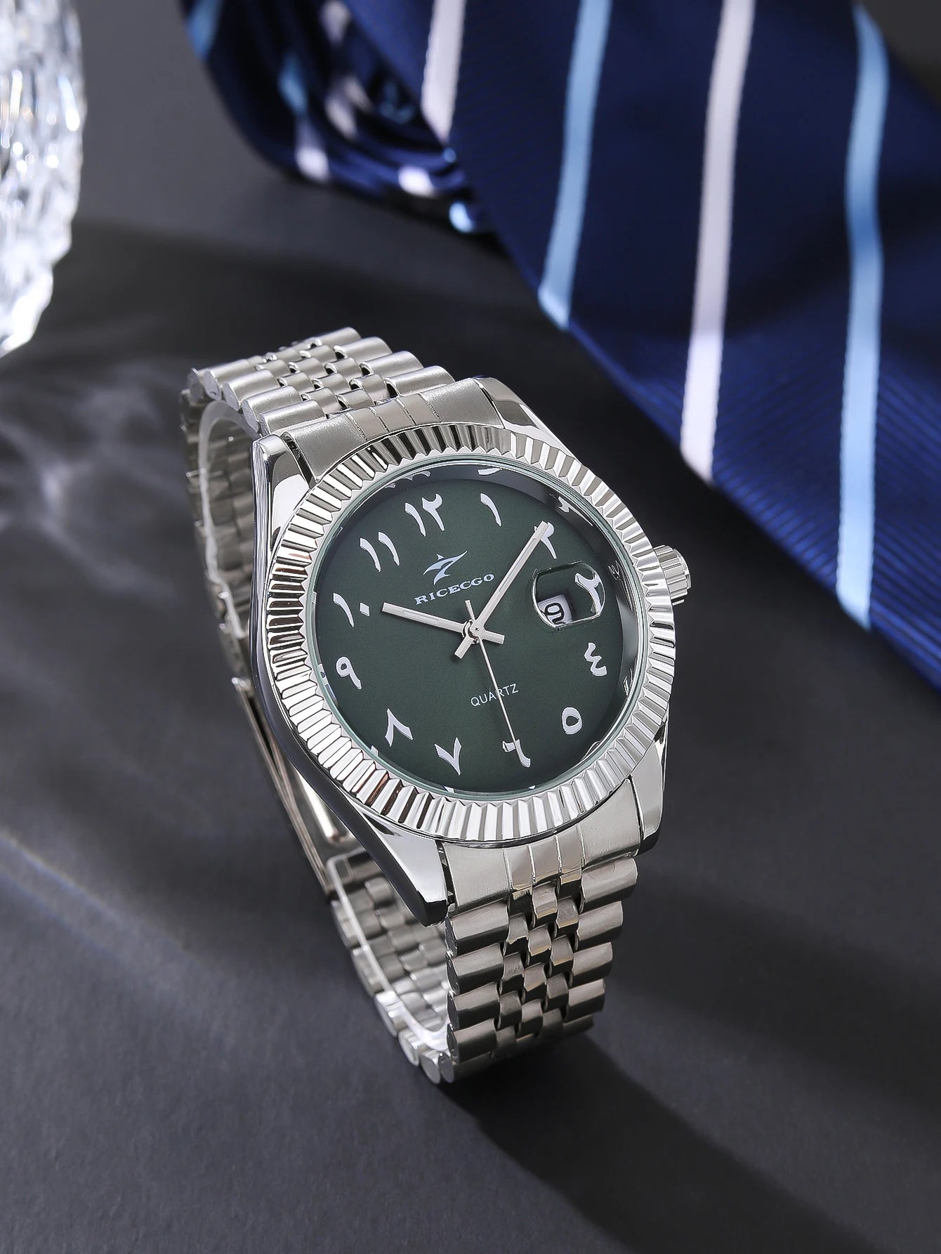 High-End Men's Classic Business Stainless Steel Alloy Case Glass Dial Quartz Watch Arabic Numeral Pointer Luxury Fashion Watch