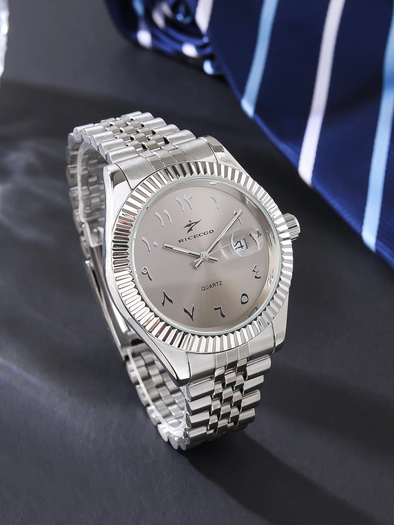 High-End Men's Classic Business Stainless Steel Alloy Case Glass Dial Quartz Watch Arabic Numeral Pointer Luxury Fashion Watch