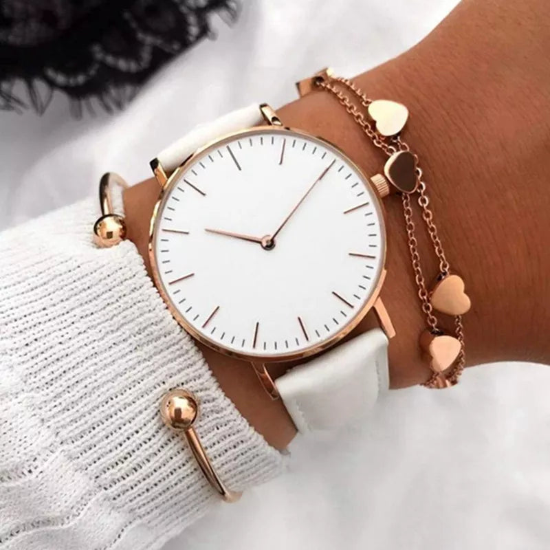 Luxury Fashion Watch Women Leather Watch Ladies Simple Quartz Bracelet Wrist Watch Women's Clock Zegarek Damski 2025 Reloj